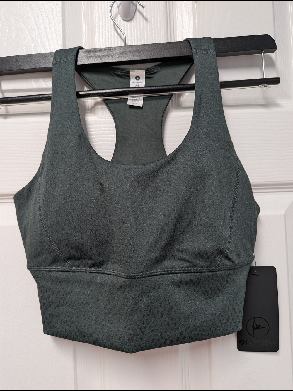 90 Degree By Reflex Charcoal Gray Racerback Sports Bra